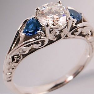 Sapphire and Diamond (Simulated) Ring. Size 7